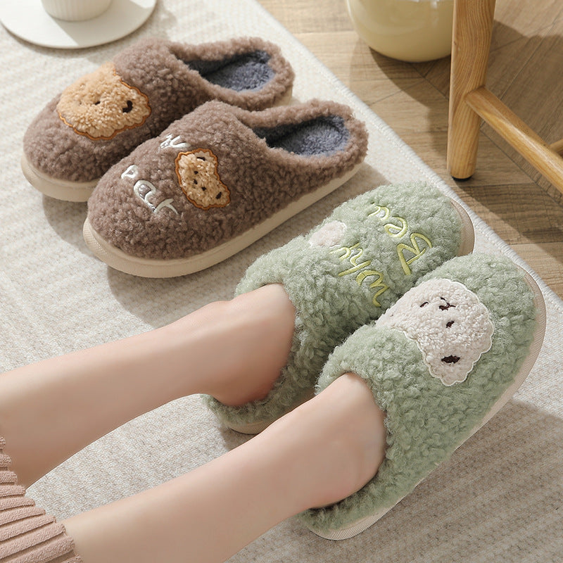 Bear Slippers Winter Warm House Shoes For Women Couple