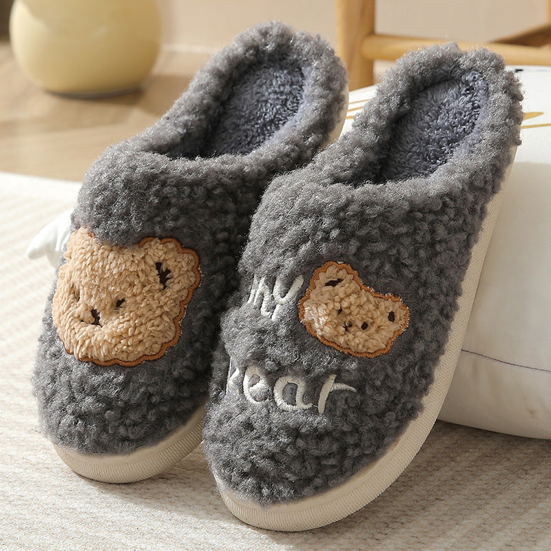 Bear Slippers Winter Warm House Shoes For Women Couple